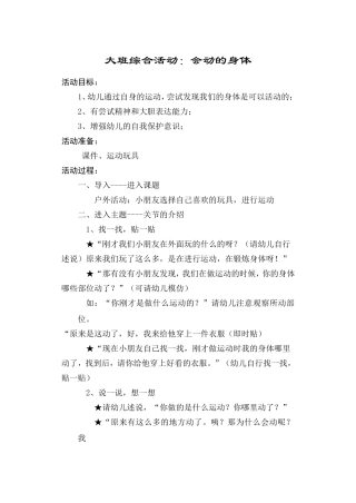 大班综合活动：运动