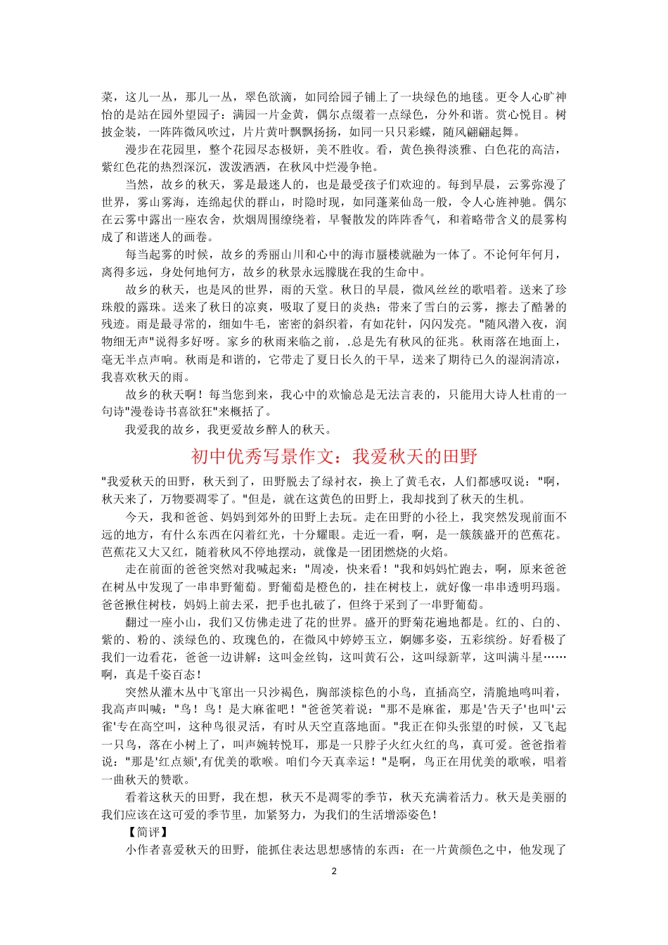 初中优秀写景作文_第2页