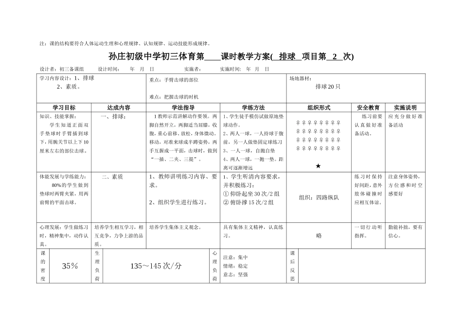 排球25—30课时（单元教案）_第2页