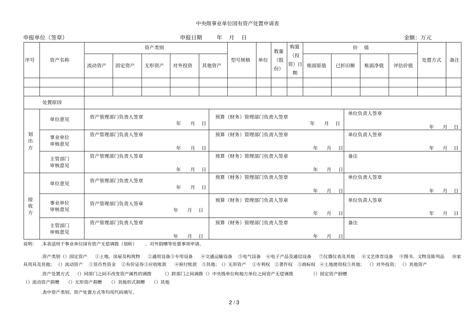 中央级事业单位国有资产处置申请表_第2页