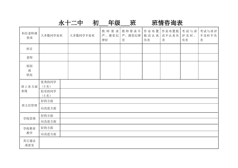 学校班情咨询表_第1页