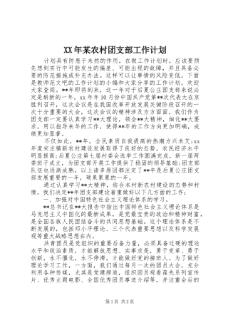 XX年某农村团支部工作计划