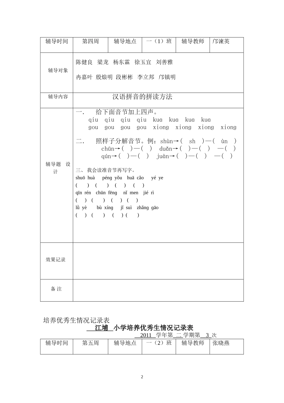 培养优秀生情况记录表(2011)_第2页