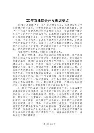 XX年农业综合开发规划要点