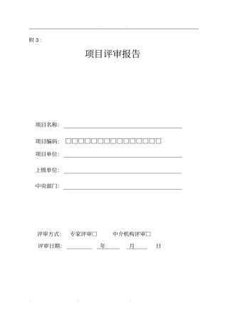 中央部门项目评审报告范本
