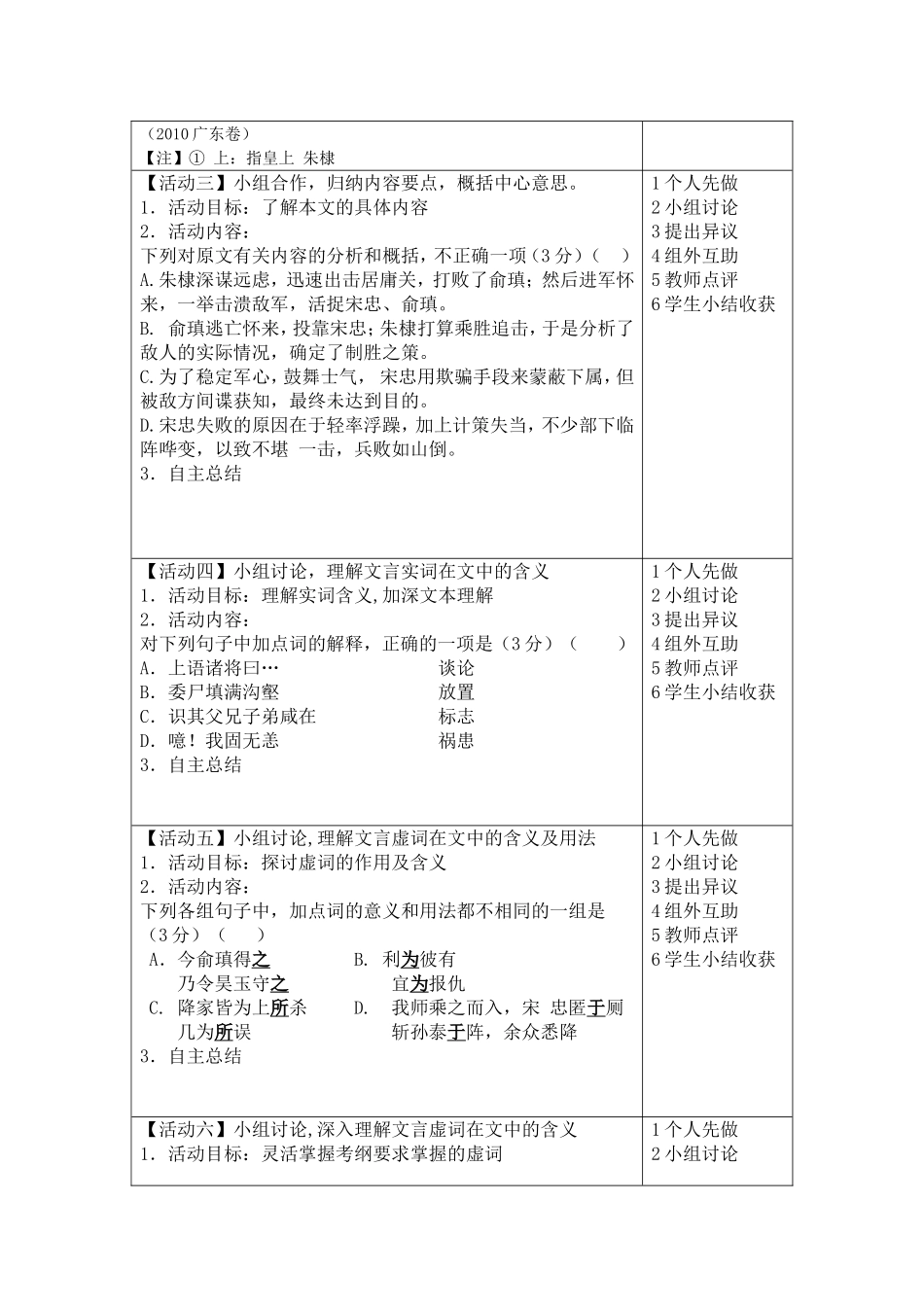文言文虚词学生专题活动单_第2页
