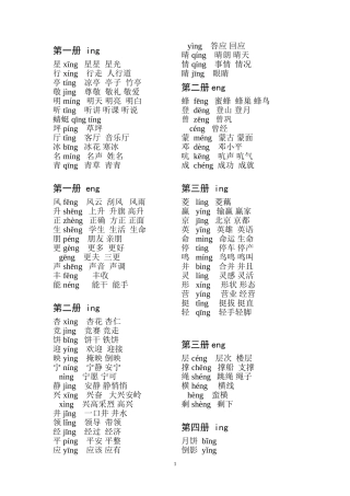 册enging后鼻音词语