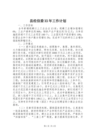 县经信委XX年工作计划