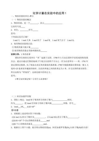 化学计量在实验中的应用学案1