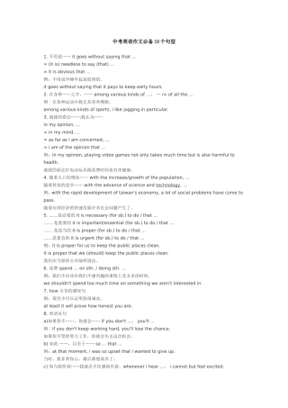 中考英语作文必备10个