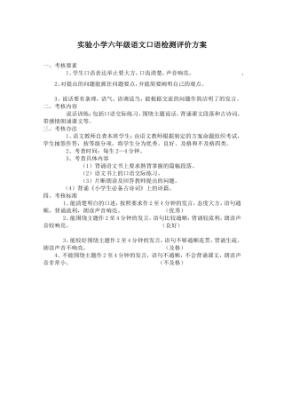 实验小学六年级口语检测评估方案(1)