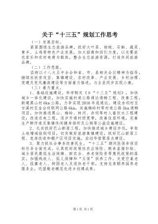 关于“十三五”规划工作思考