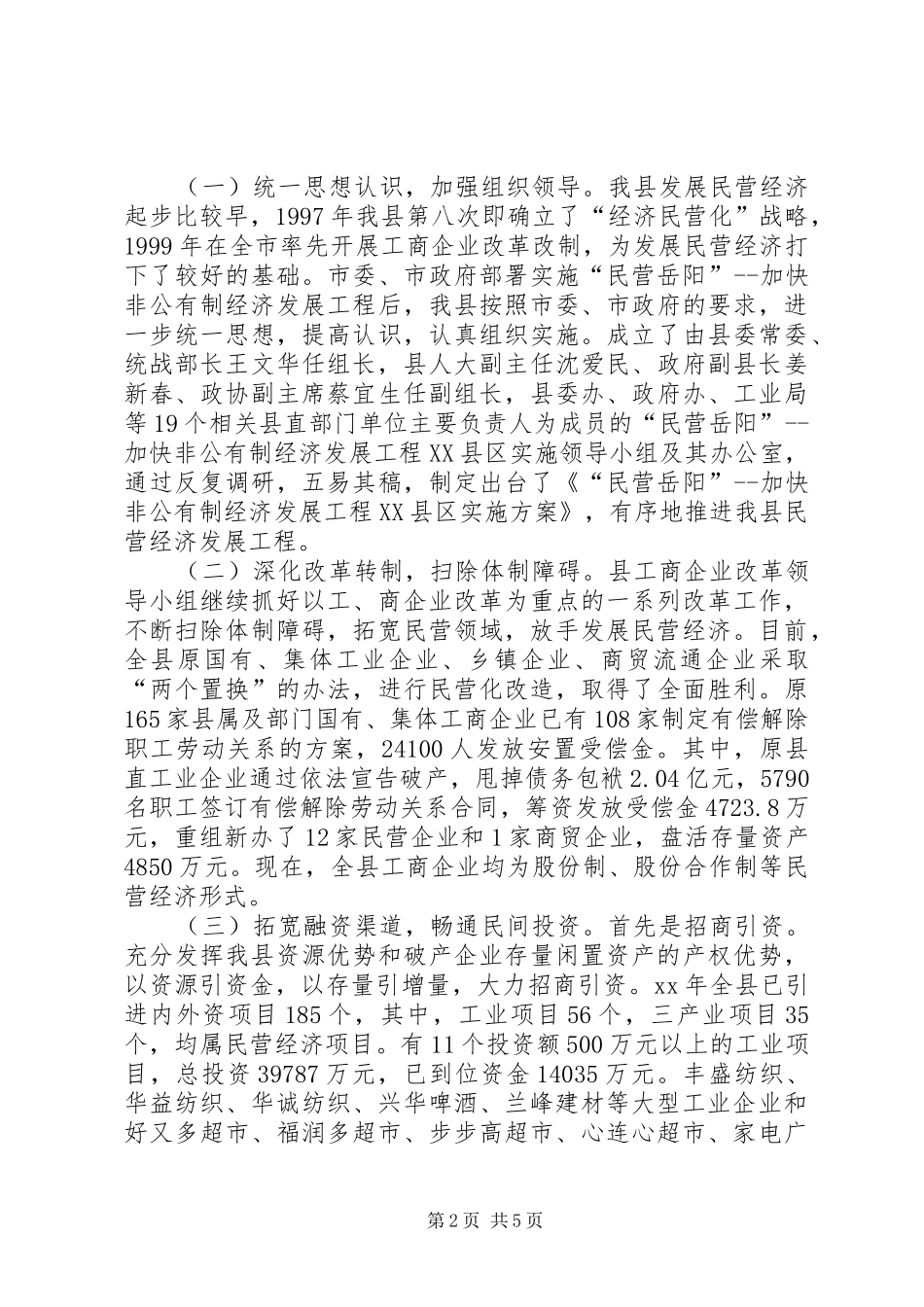 县民营工作总结及工作规划总结_第2页