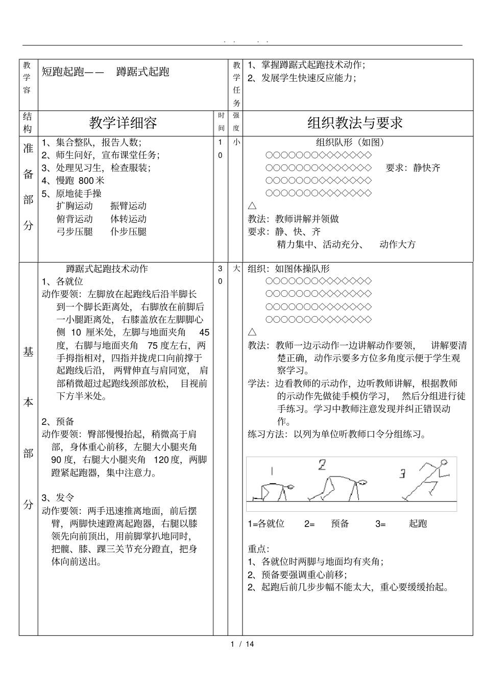中学体育课田径教学案_第1页