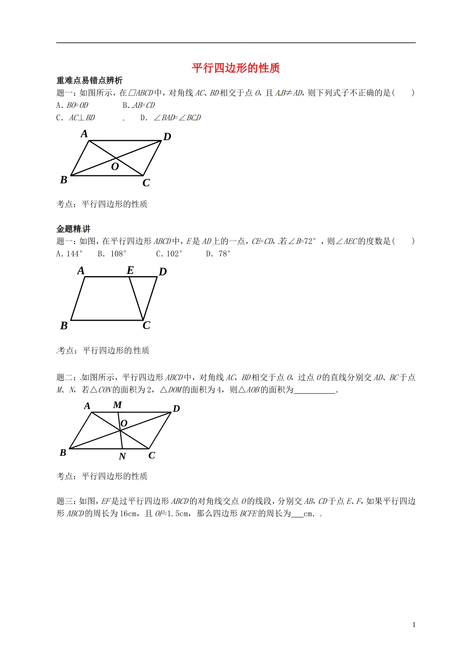 平行四边形题型讲解_第1页