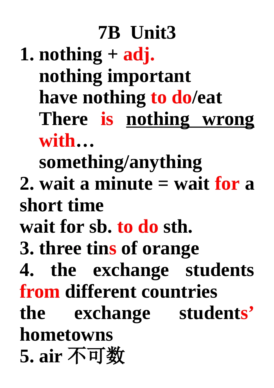 7BUnit3复习资料_第1页