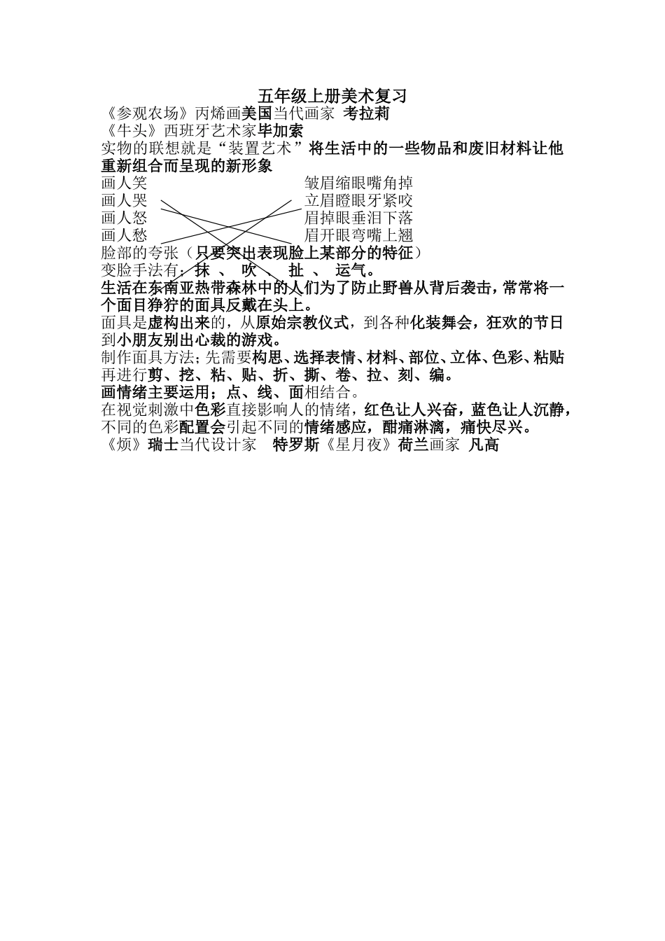 五年级美术上册复习提纲_第1页