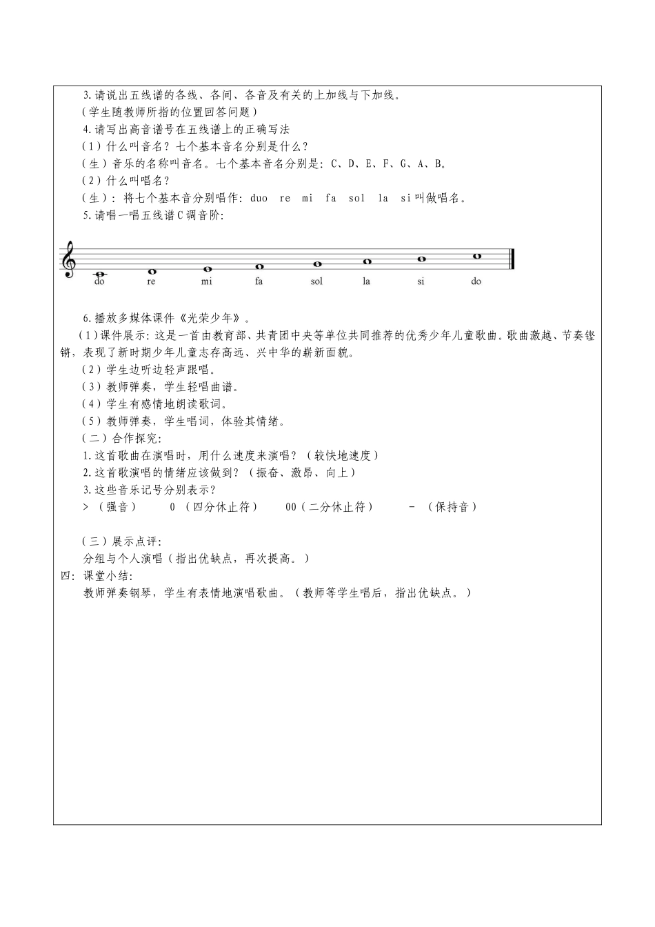 七年级音乐上册_唱歌《光荣少年》教案_第2页