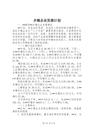 乡镇企业发展计划