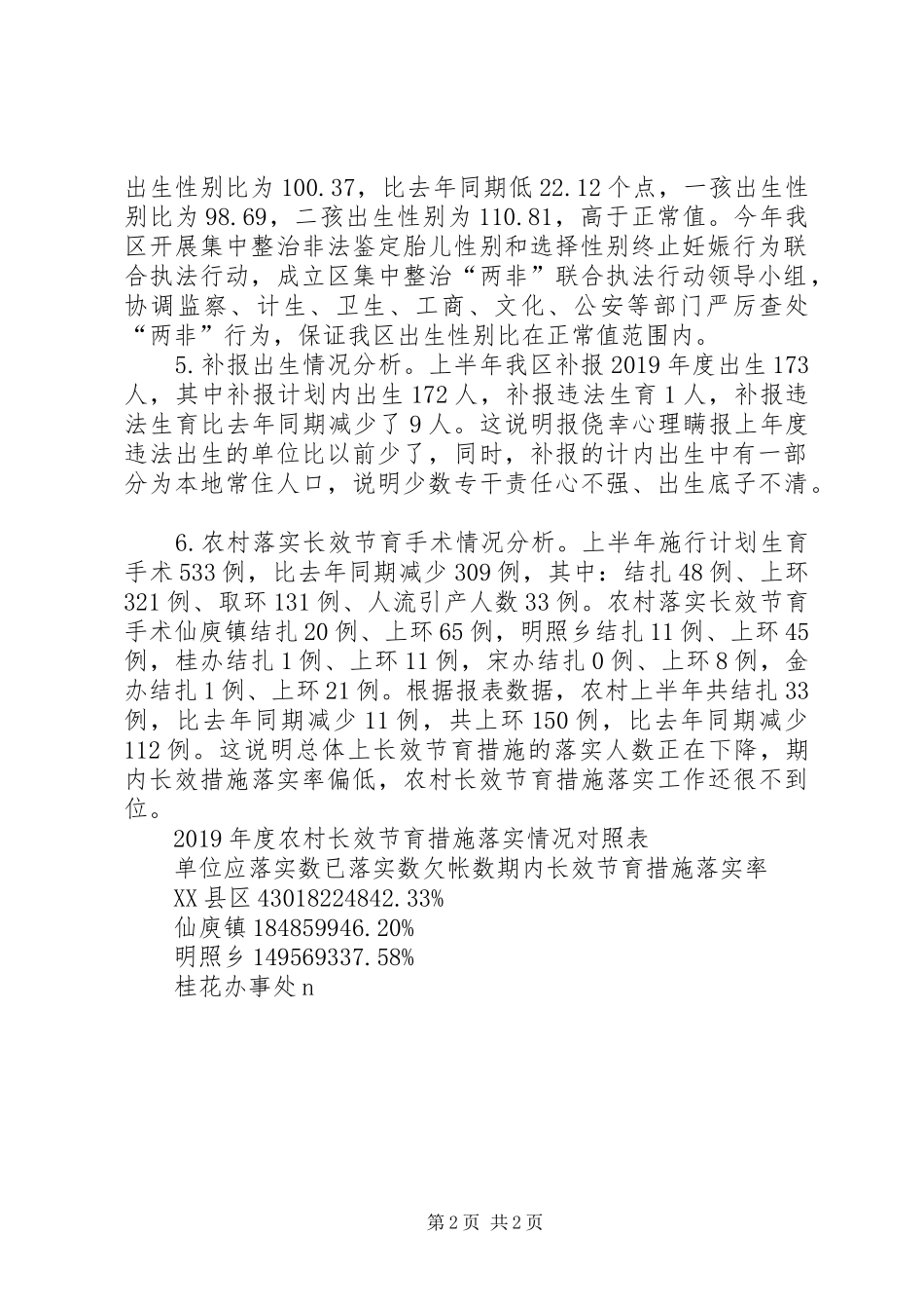 区XX年上半年人口与计划生育工作形势分析报告_第2页