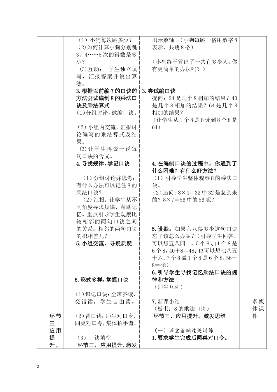 8的乘法口诀导学式教案（潘如新）_第2页