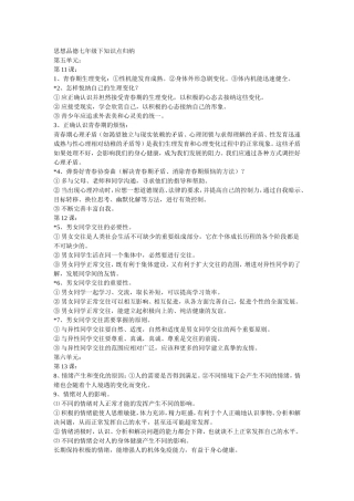 七年级政治下册知识点归纳