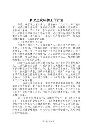 乡卫生院年初工作计划