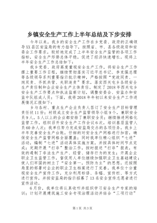 乡镇安全生产工作上半年总结及下步安排