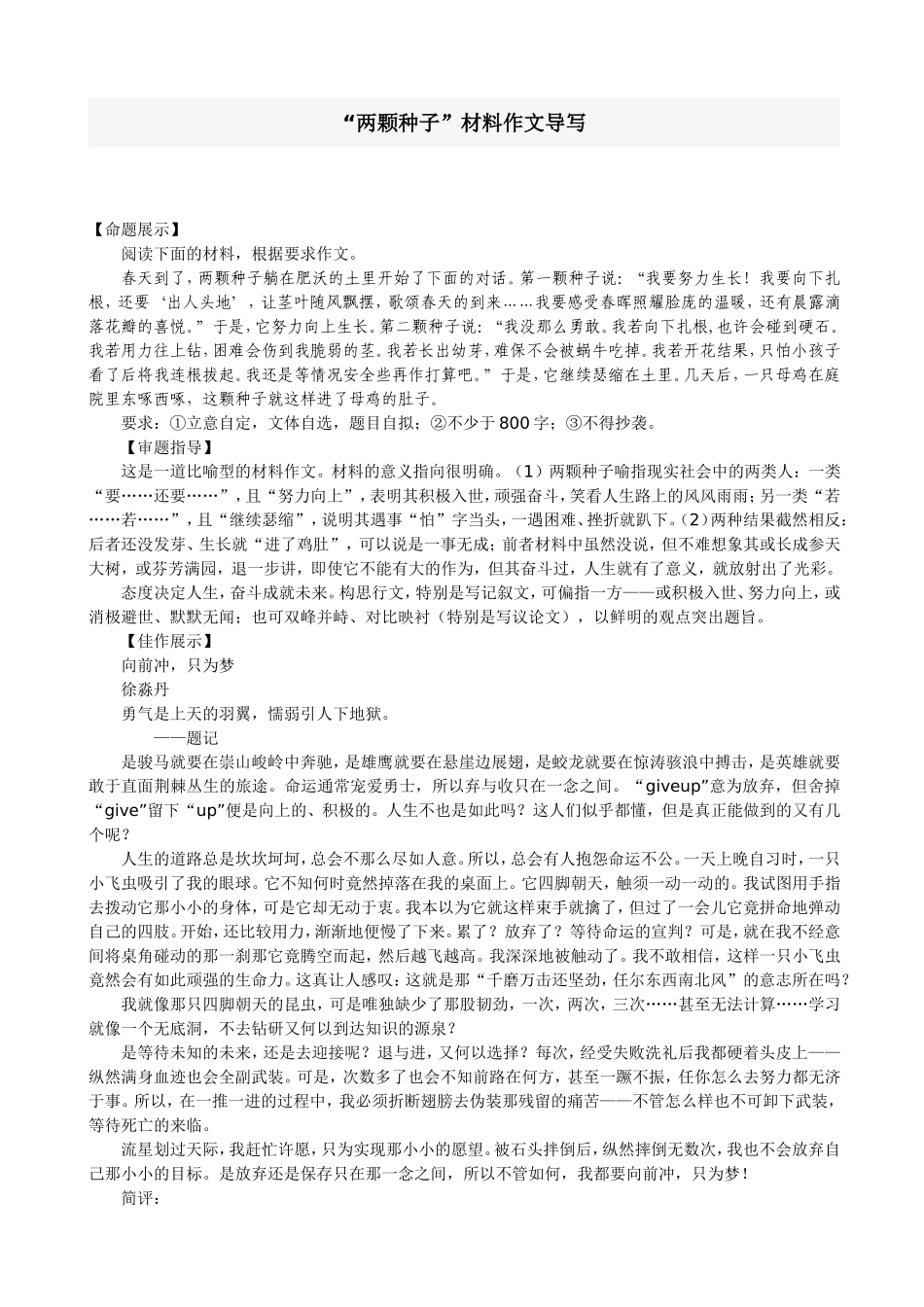 “两颗种子”材料作文导写_第1页