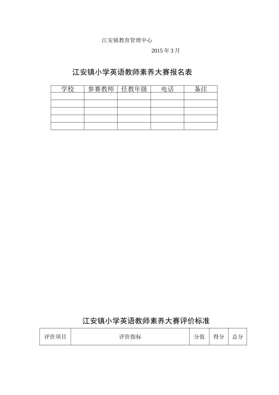江安镇小学英语教师素养大赛方案_第2页