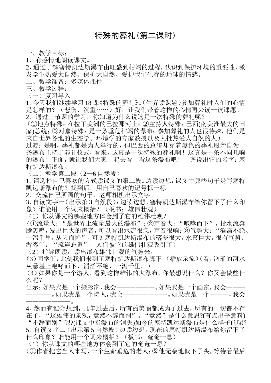 特殊的葬礼教案_第1页