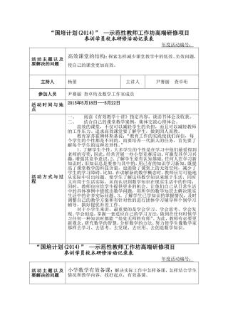 尹赛丽校本教研活动记录表