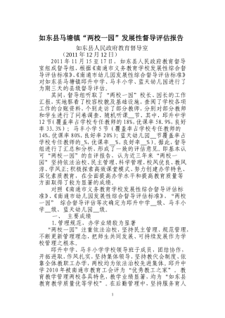 如东县马塘镇“两校一园”督导报告