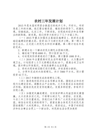 农村三年发展计划