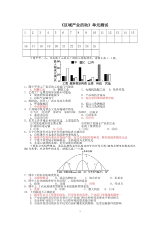 湘教版地理必修二第三章区域产业活动