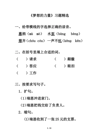 《梦想的力量》习题精选