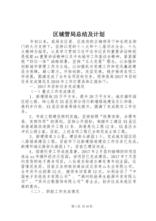 区城管局总结及计划