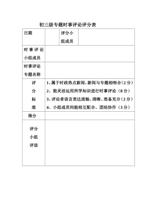 专题时事评论评分表