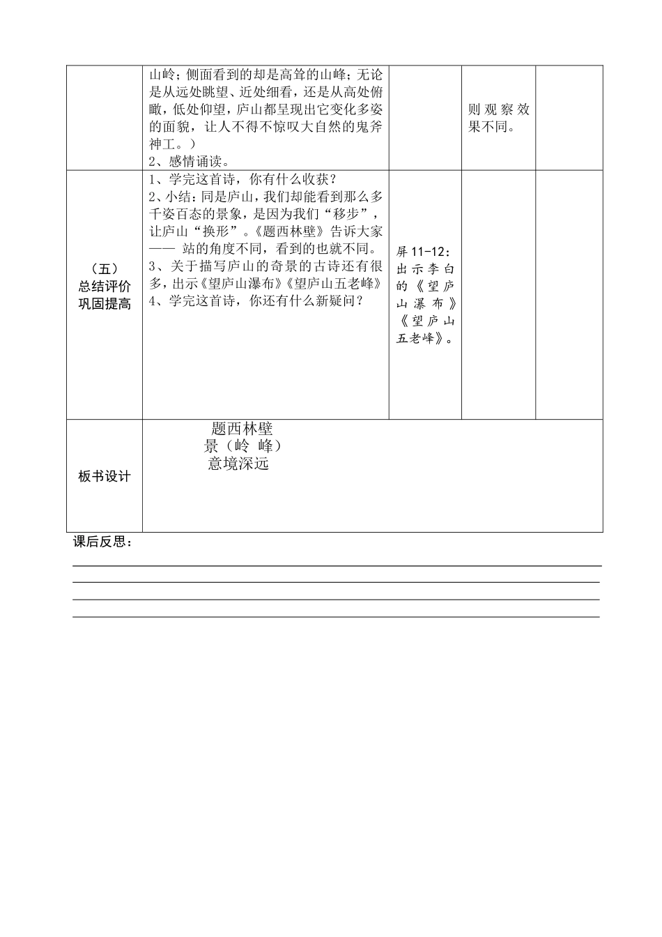 《题西林壁》教学设计_第3页