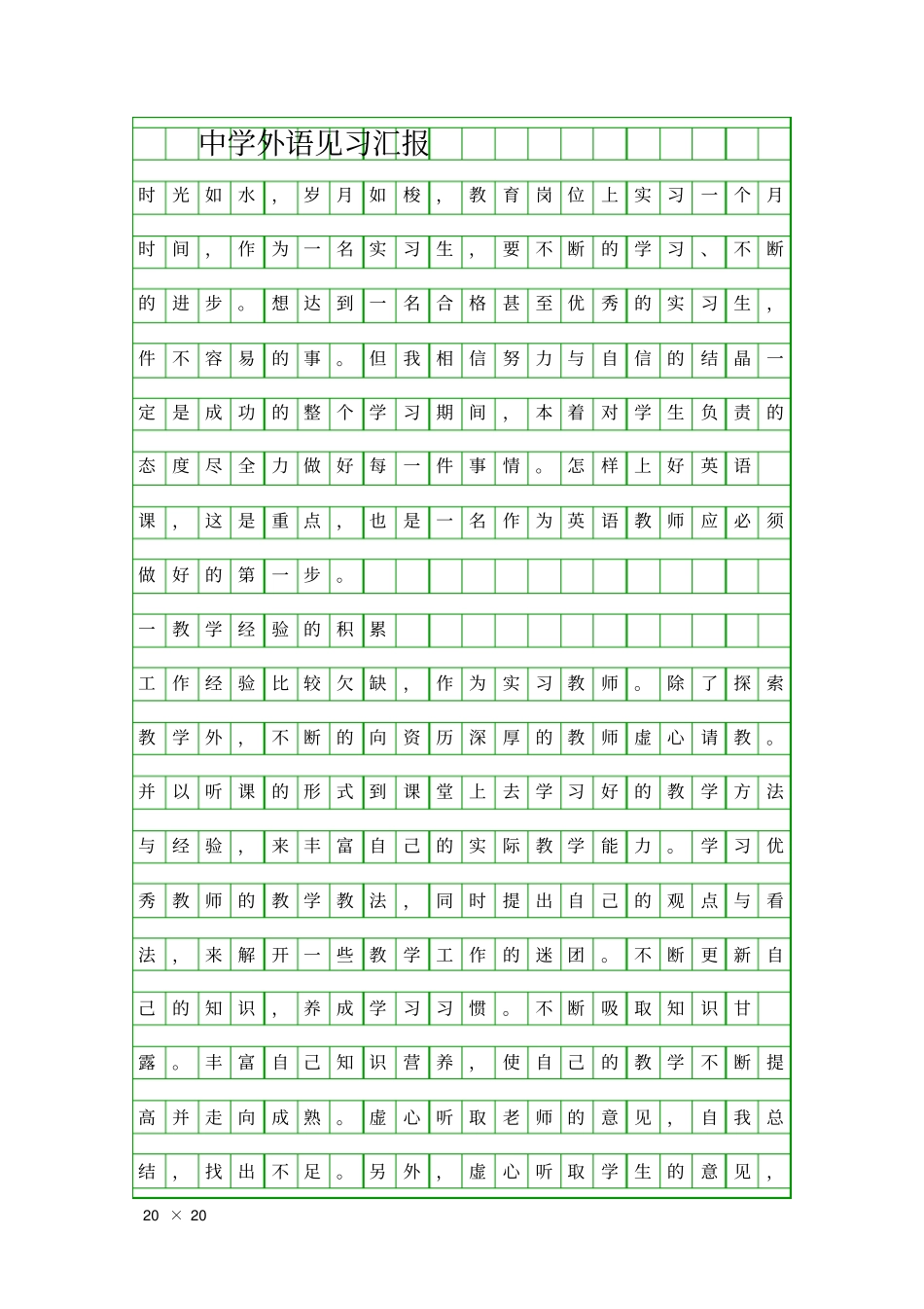 中学外语见习汇报精品工作报告_第1页