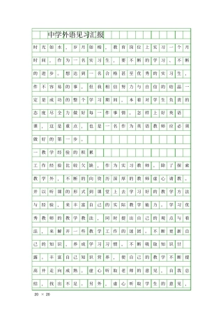 中学外语见习汇报精品工作报告