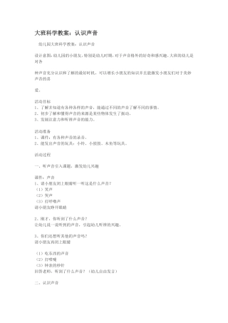 大班科学教案：认识声音