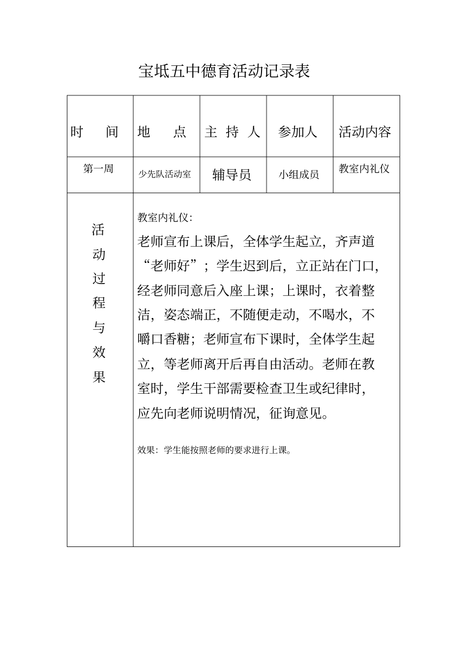 中学德育活动记录_第1页
