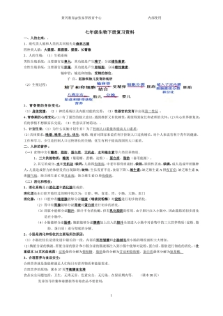 2014中考七年级生物下册复习资料