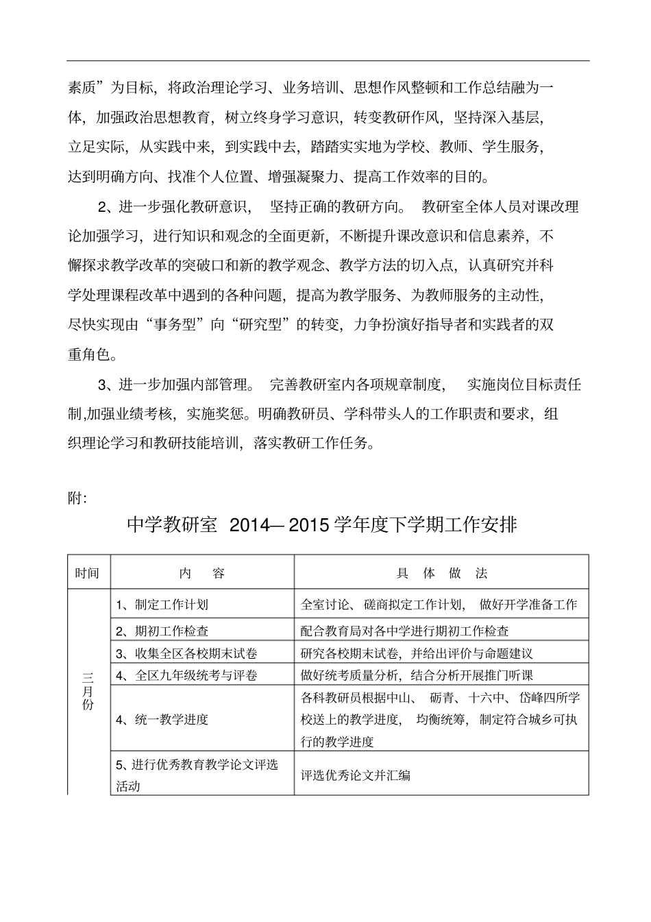 中学教研室2014—2015学年下学期工作计划_第3页