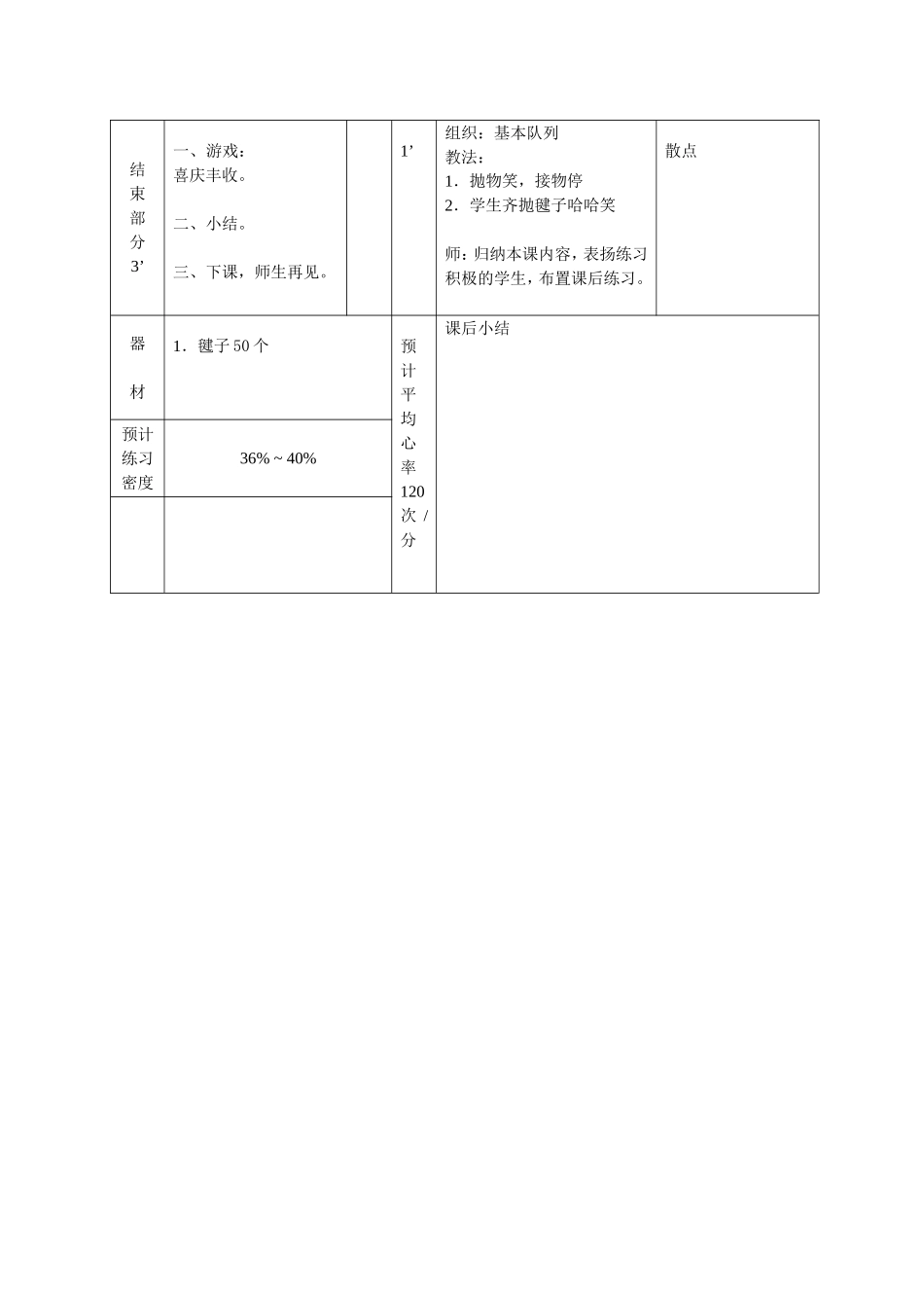 一年级投掷轻物教案_第3页