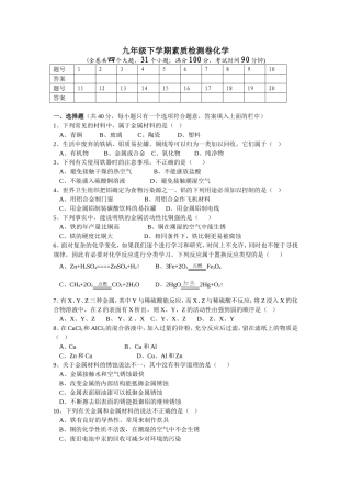 九年级下学期素质检测卷化学