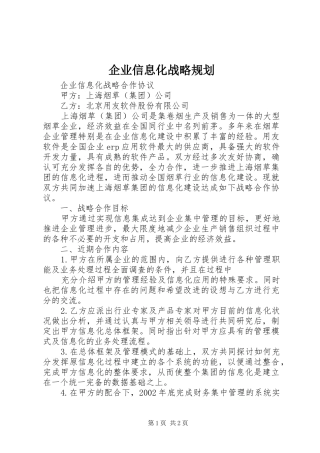 企业信息化战略规划