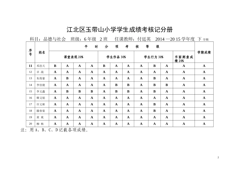 品德与社会-记分册_第2页