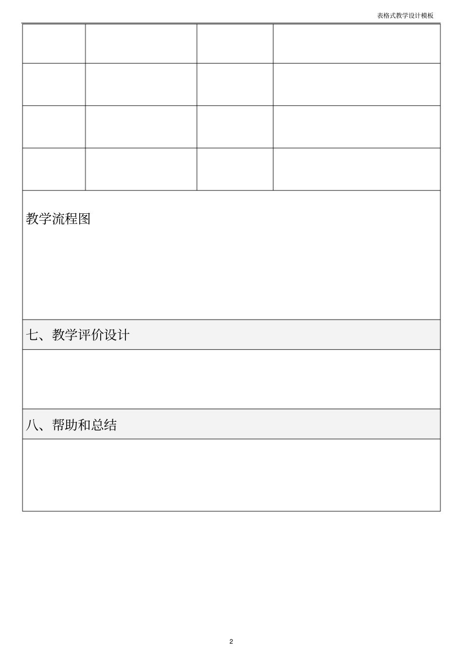 中学教育表格式教学设计方案模板_第2页